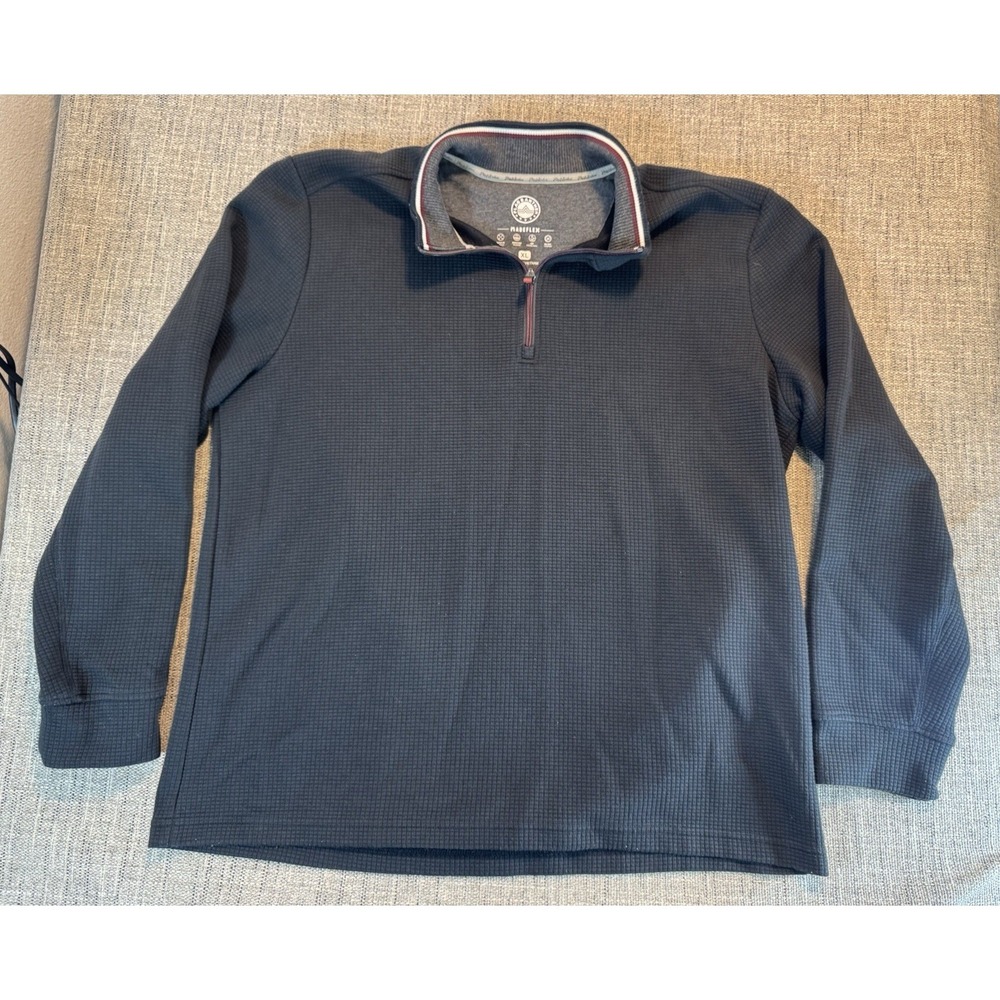 Flag and Anthem 1/4 Zip Pullover Sweatshirt Men's XL Gray blue - Picture 1 of 13